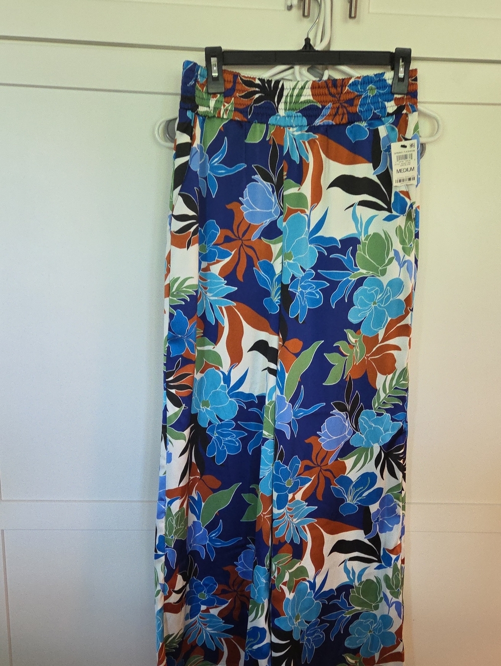 INC International Concepts Blue Floral Wide-Leg Jumpsuit Pants